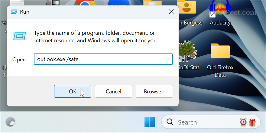 Outlook åbner ikke på Windows