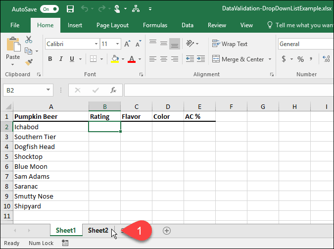 Sådan oprettes rullelister ved hjælp af datavalidering i Microsoft Excel