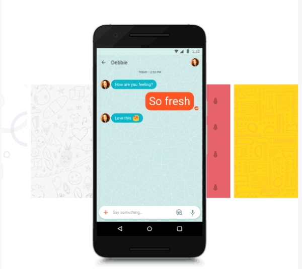 Google Allo tilføjede en ny funktion for at gøre det lettere at finde og sende den perfekte emoji eller klistermærke og en række baggrunde for at komplimentere din stil i dine chats