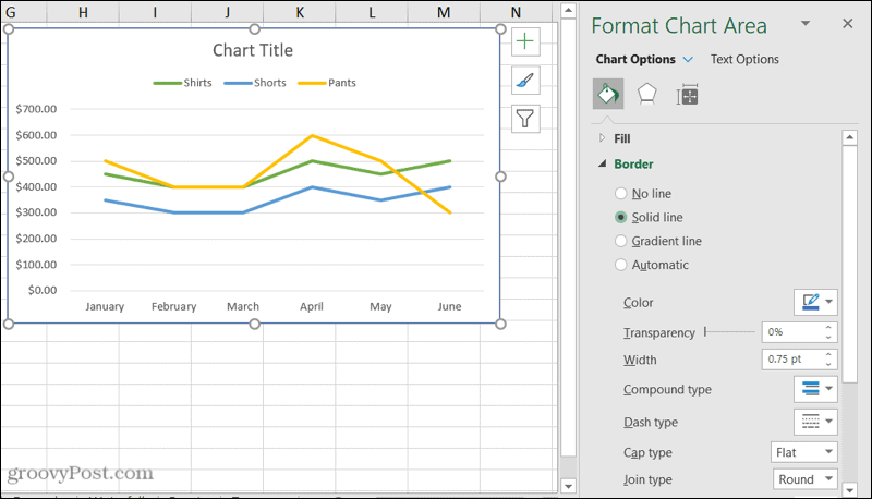 Format diagram sidebjælke i Excel