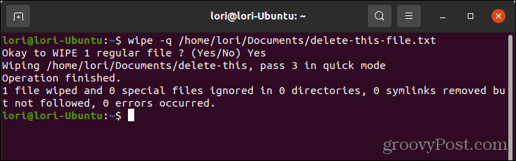 Slet en fil sikkert ved at slette med Quick Mode i Linux