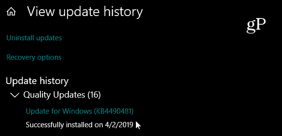 Windows 10 kumulativ opdatering KB4490481