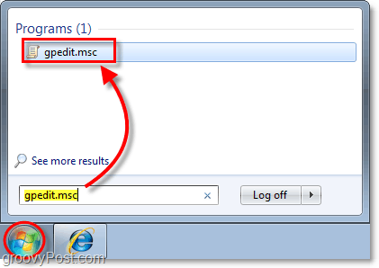 skriv gpedit.msc i proceslinjen i Windows 7, dette er, hvordan du får adgang til den lokale gruppepolitikeditor i vindue 7