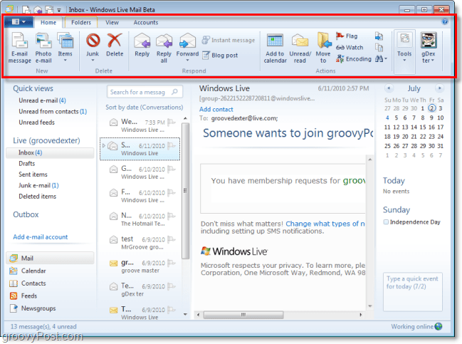 cool nyt bånd til windows live mail
