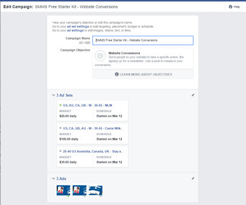 facebook ads manager bulk redigering