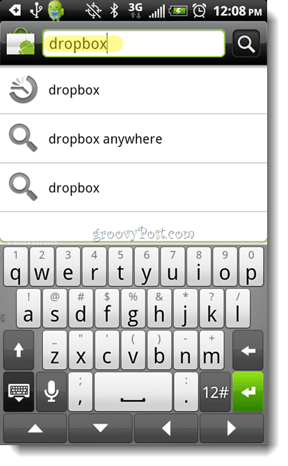Android Dropbox-søge-app