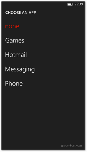Windows Phone 8 Låseskærm tilpasse vælg app for at vise hurtig status