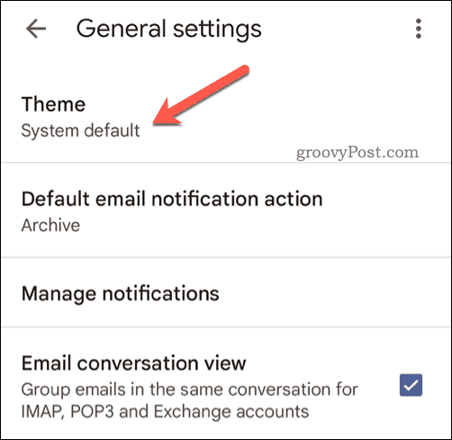 Vælg Gmail-mobiltema