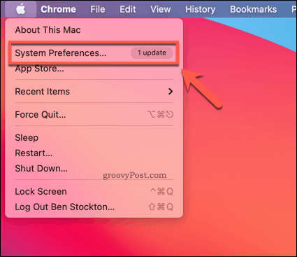 Åbning af systemindstillinger på Mac