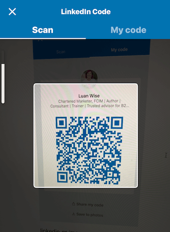 Kodeskærm i LinkedIn-mobilappen