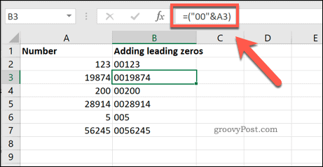 Tilføjelse af et sæt antal ledende nuller til Excel-celler