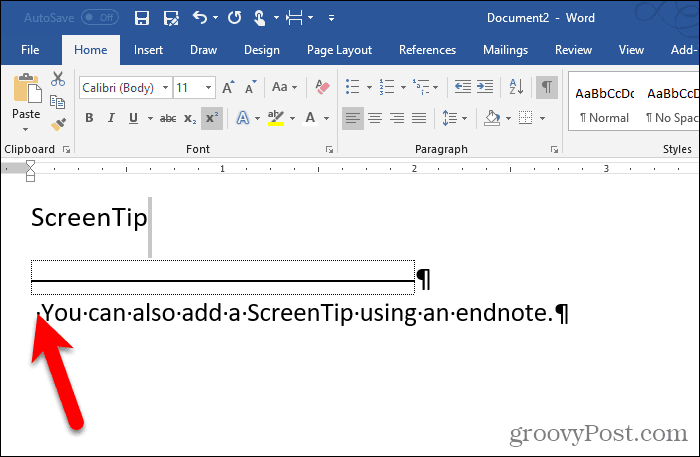 Tal på endnote skjult i Word