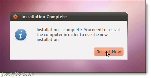 Ubuntu-installationen er færdig