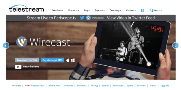 Wirecast giver dig mulighed for at sende til Facebook Live, Periscope og YouTube.