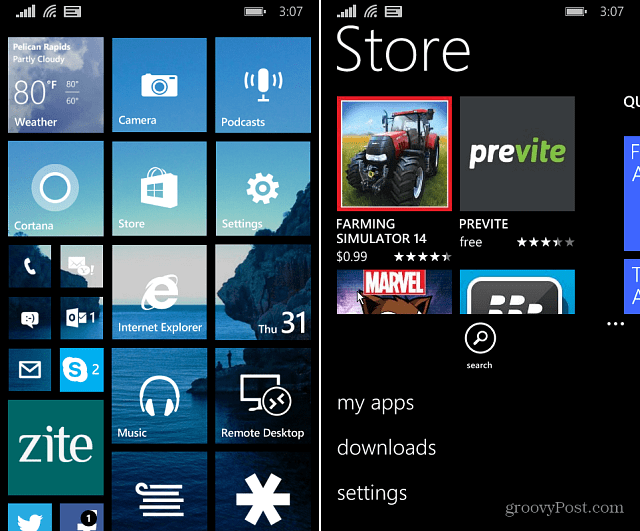 Windows Phone 8.1 Store-indstillinger
