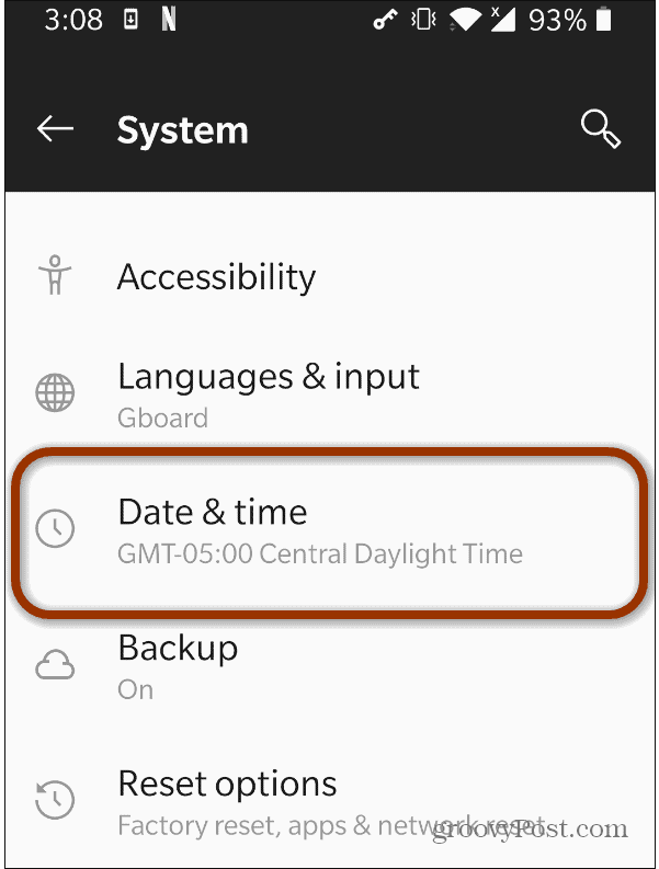 24-timers ur android dato og tid