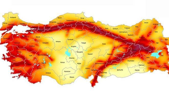 Tyrkiye jordskælv risiko kort