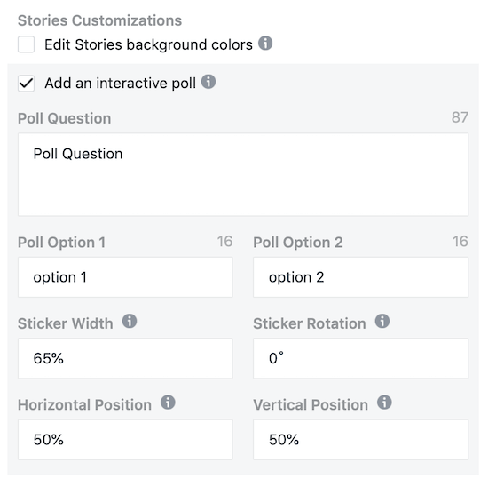 mulighed for at tilføje interaktiv afstemning til Instagram Stories-annonce i Facebook Ads Manager