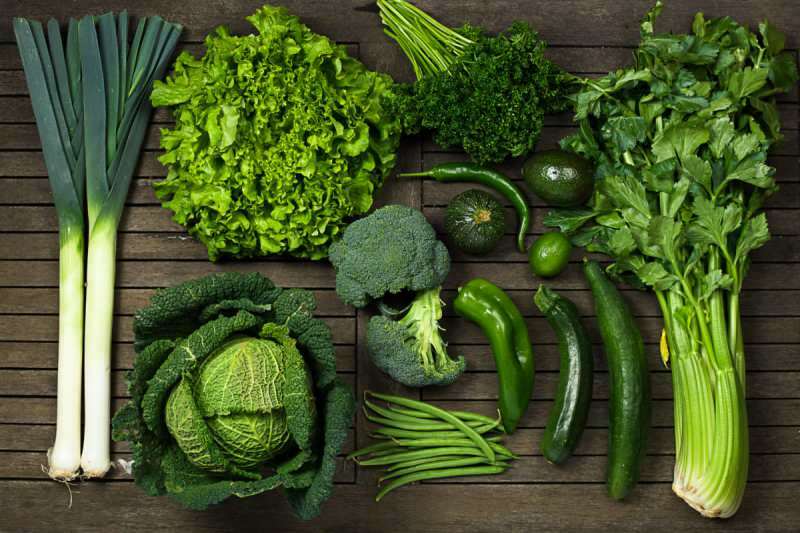 Grøn symboliserer grøntsager og sundhed