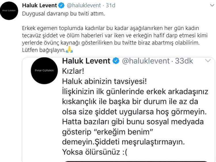 Haluk Levent Pınar samlet en reaktion efter den deling, han foretog efter mordet på Gültekin!