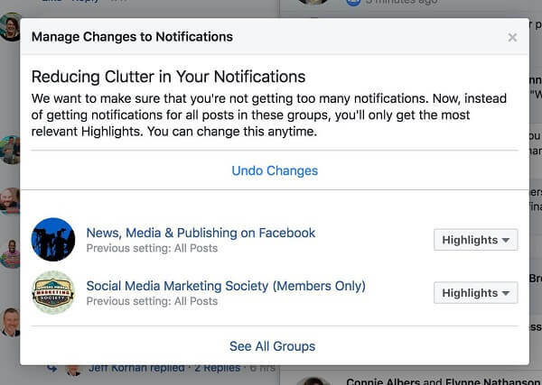 Facebook reducerer aktivt rod ved at vise brugerne færre underretninger fra bestemte grupper.