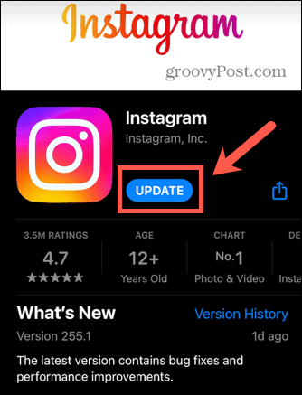 instagram opdatering app