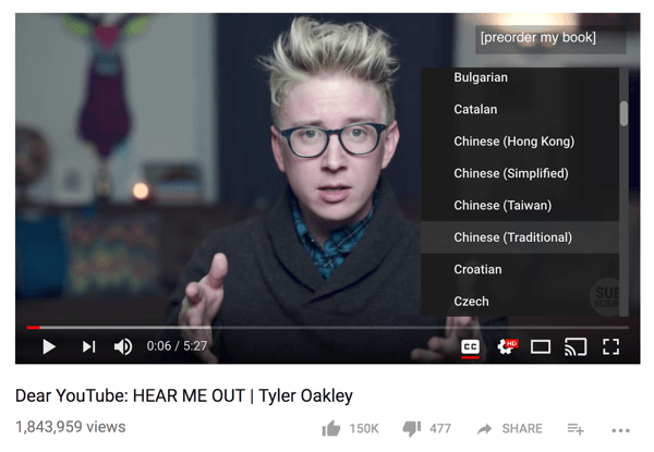 Tyler Oakleys samfund oversatte en af ​​hans YouTube-videoer til 68 forskellige sprog.