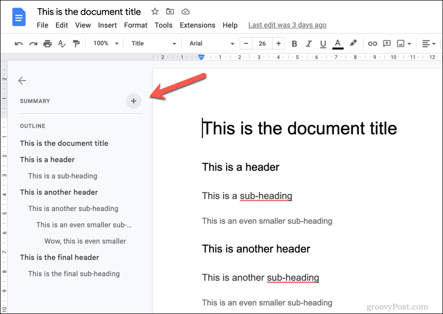 Google Docs dokumentoversigt