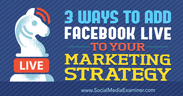 3 måder at tilføje Facebook live til din marketingstrategi af Matt Secrist på Social Media Examiner.