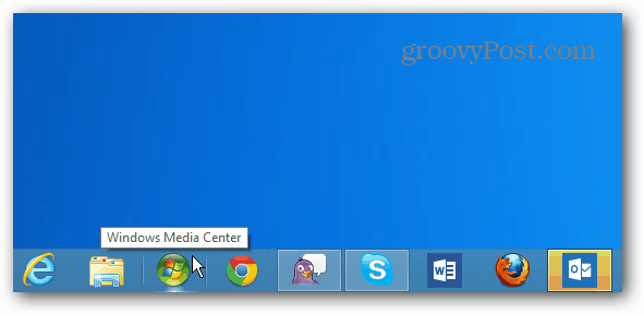 Windows Media Center-ikonet Opgavelinje