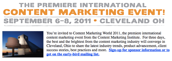 Content Marketing World 2011 inspirerede Mike til at oprette en live-konference.