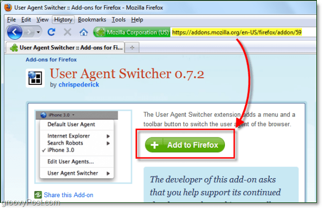 installer user agent switcher til firefox