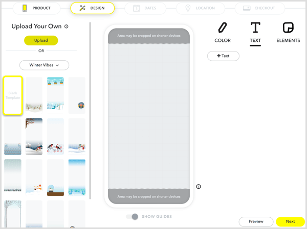 For at designe dit filter skal du uploade dit kunstværk eller oprette illustrationer ved hjælp af Snapchats værktøjer.