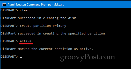 DiskPart Windows 10 kommandolinje