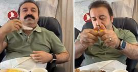 Reaktion fra Şırdancı Mehmet på flyet! Han tog siruppen ud af sit bryst på flyet...