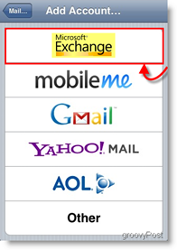 Apple iPhone og iPod Touch Tilføj Mail Exchange Server ActiveSync