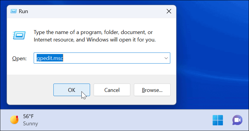 kør forhindre hurtige redigeringer af indstillinger på Windows 11