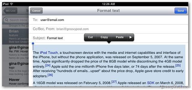 Apple iOS 5 Mail: Nu inkluderer tekstformatering i meddelelser