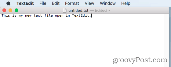 Tekstfil åben i TextEdit på Mac