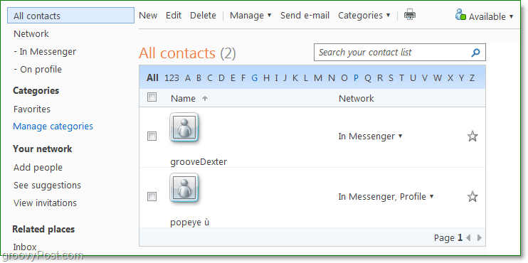 administrer dine kontakter ved hjælp af levende Windows-mennesker