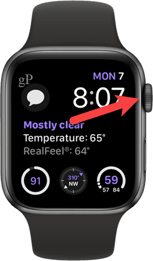 Tryk på den digitale krone på din Apple Watch