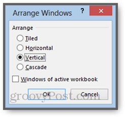 arange windows i aktiv arbejdsbog Excel 2013
