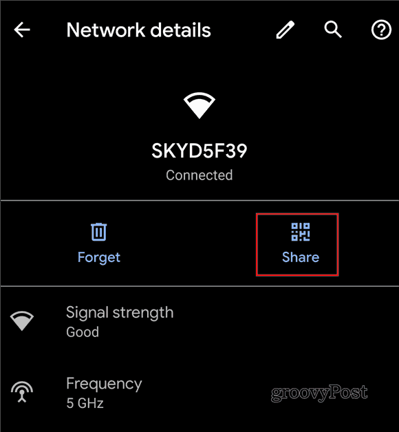 Android 10 deling WiFi QR-kode delingsskærm
