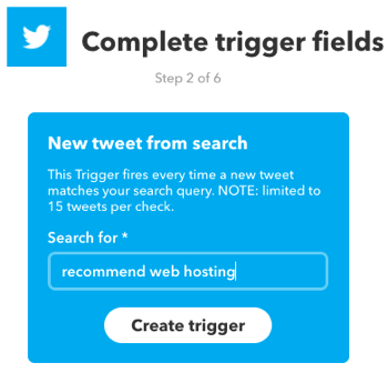 Opret en IFTTT-applet, der udløses af en Twitter-søgning.