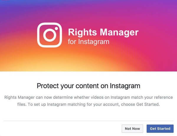 Instagram ser ud til at have aktiveret Rights Manager til Instagram.