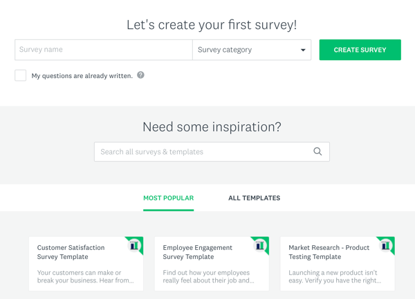 Facebook-annonceteknikker, der leverer resultater, muligheder for at oprette en Survey Monkey survey. 