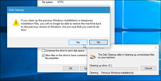 Opdatering af Windows 10. november: Gendan 20 GB diskplads