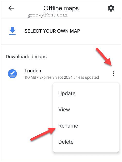 Omdøb et offline Google Maps-kort