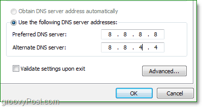 google DNS IP er 8.8.8.8, og den suppleant er 8.8.4.4