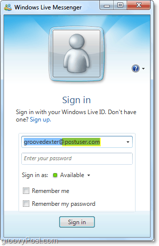 windows live messenger kan bruges med din domænekonto, hvis du konfigurerer den